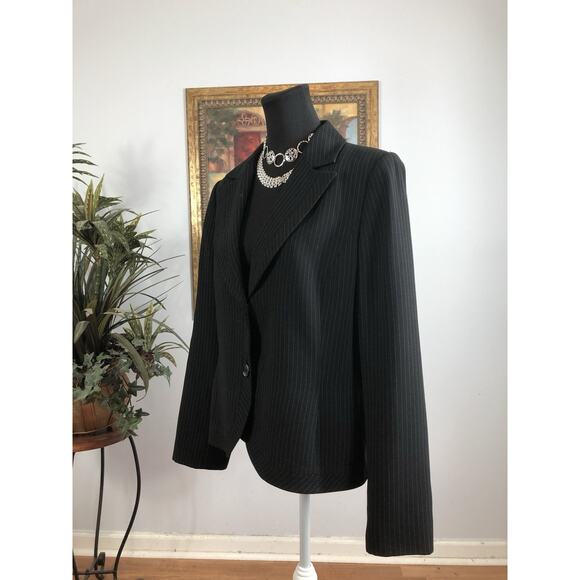 Liz Claiborne Suits Women Jacket 16 Clueless Preppy Office Siren Blue 2 Buttons - Picture 5 of 10